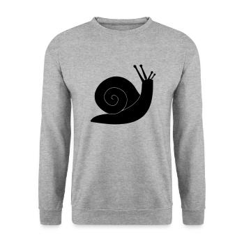schnecke - Unisex Pullover - Weißgrau meliert - Vorne - Alina (178cm) & Michal (187cm)