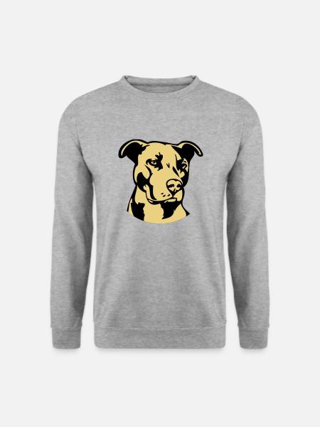 Pitbull zweifarbig - Hund Kampfhund - Unisex Pullover - Weißgrau meliert