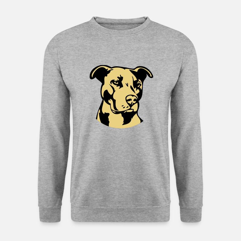 Pitbull zweifarbig - Hund Kampfhund - Unisex Pullover - Weißgrau meliert