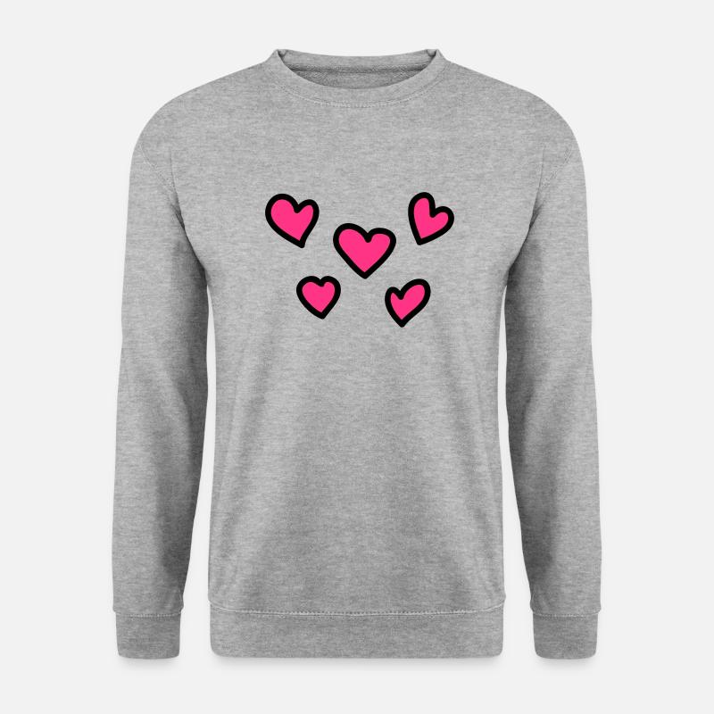 Herzen - Unisex Pullover - Weißgrau meliert