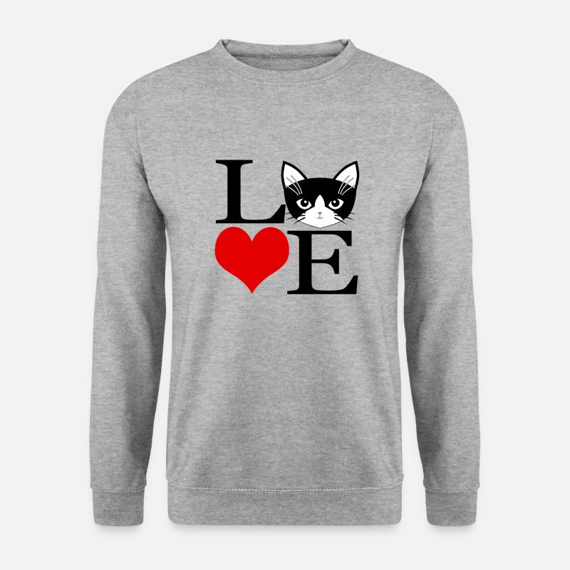 Love cat - Unisex Pullover - Weißgrau meliert