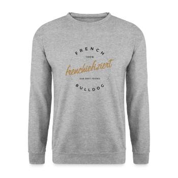 100% Frenchiefiziert - Unisex Pullover - Weißgrau meliert - Vorne - Alina (178cm) & Michal (187cm)