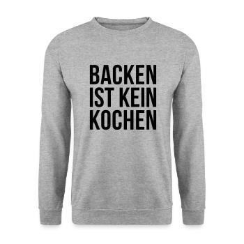 BACKEN IST KEIN KOCHEN - Unisex Pullover - Weißgrau meliert - Vorne - Alina (178cm) & Michal (187cm)