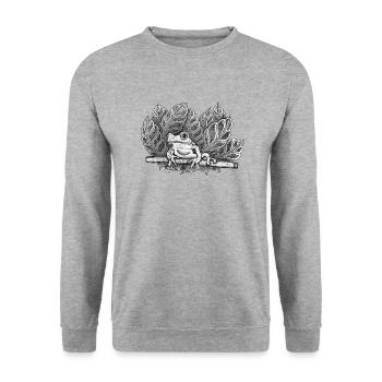 Frosch - Unisex Pullover - Weißgrau meliert - Vorne - Alina (178cm) & Michal (187cm)