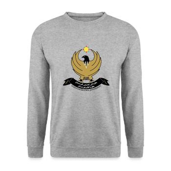 Iraqi Kurdistan Coat of Arms - Unisex Sweatshirt - salt & pepper - Front - Alina (178cm) & Michal (187cm)
