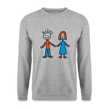 couple - Sweat-shirt Unisexe - gris chiné - Devant - Alina (178cm) & Michal (187cm)