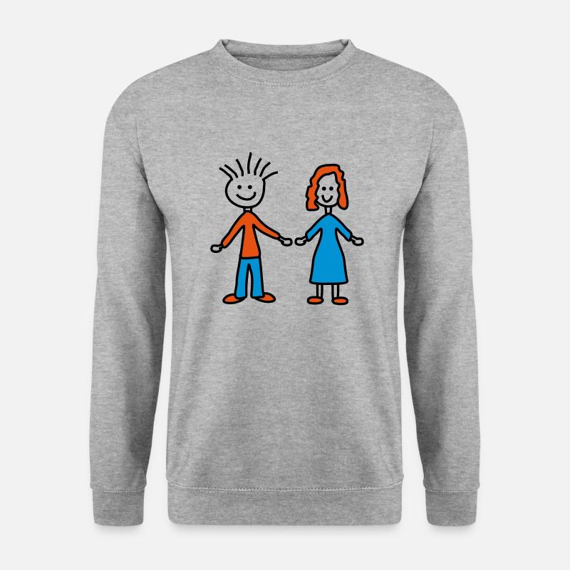 Paar - Unisex Pullover - Weißgrau meliert