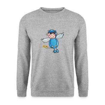 Schutzengel Leon - Unisex Pullover - Weißgrau meliert - Vorne - Alina (178cm) & Michal (187cm)