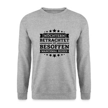 Nüchtern betrachtet... - Unisex Pullover - Weißgrau meliert - Vorne - Alina (178cm) & Michal (187cm)