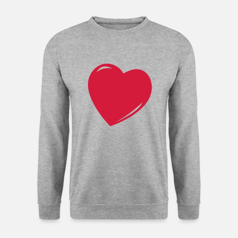 Herz - Unisex Pullover - Weißgrau meliert