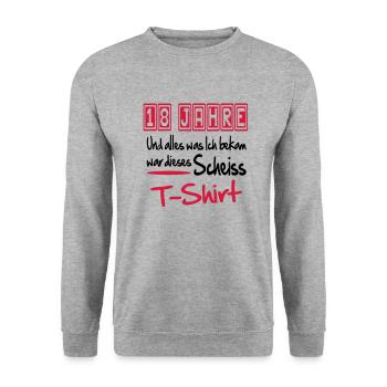 geburtstag18 - Unisex Sweatshirt - salt & pepper - Front - Alina (178cm) & Michal (187cm)