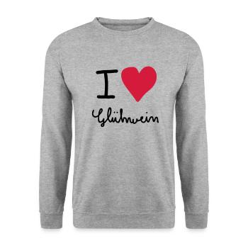 i love glühwein - Unisex Pullover - Weißgrau meliert - Vorne - Alina (178cm) & Michal (187cm)
