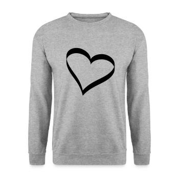 herz - Unisex Pullover - Weißgrau meliert - Vorne - Alina (178cm) & Michal (187cm)
