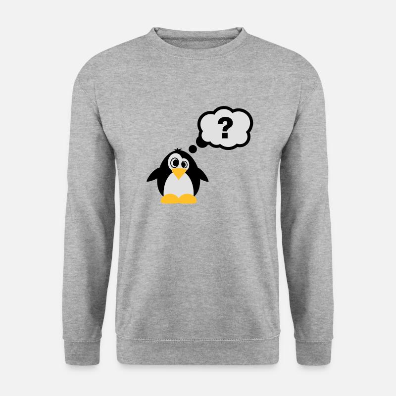 Pinguine Fragezeichen - Unisex Pullover - Weißgrau meliert