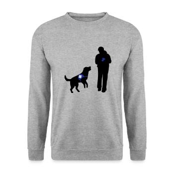 Hund wartet auf Bestätigung - Unisex Pullover - Weißgrau meliert - Vorne - Alina (178cm) & Michal (187cm)