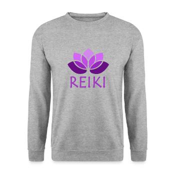 reiki violet - Sweat-shirt Unisexe - gris chiné - Devant - Alina (178cm) & Michal (187cm)