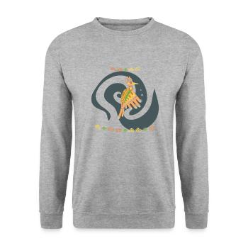 Specht - Unisex Pullover - Weißgrau meliert - Vorne - Alina (178cm) & Michal (187cm)