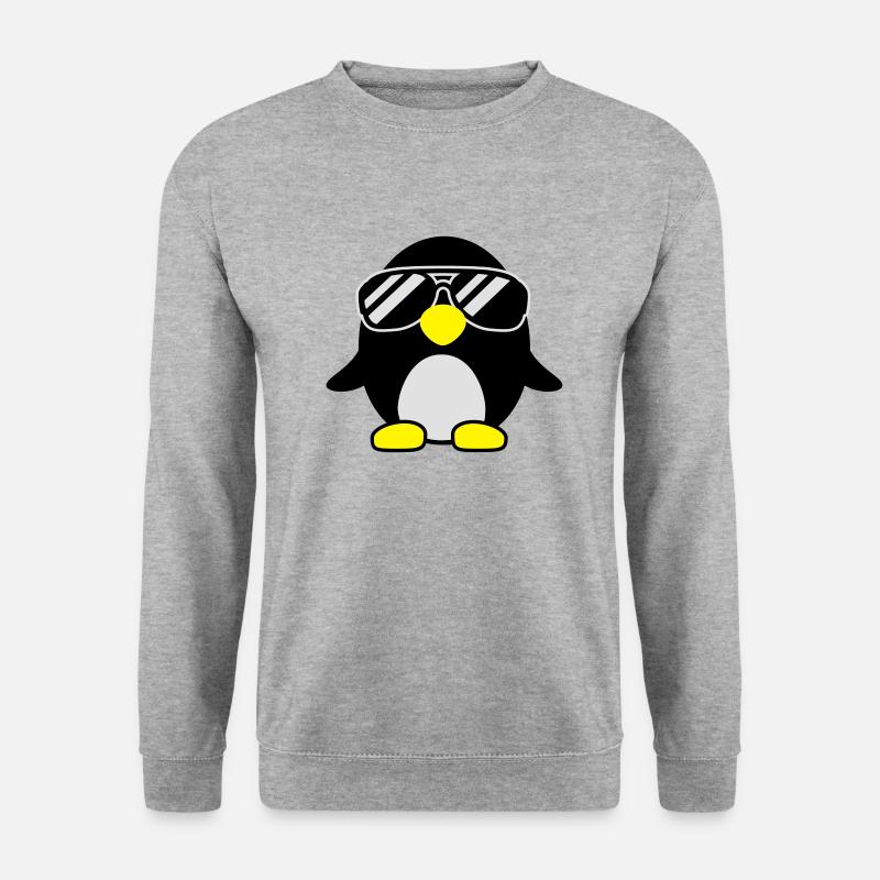 penguin_sonnenbrille__f3 - Unisex Pullover - Weißgrau meliert