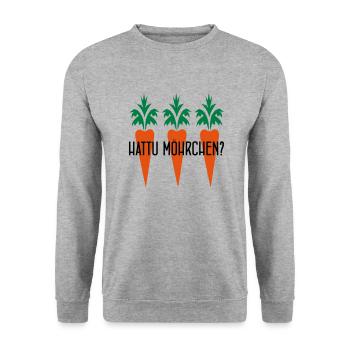 Carottes Hattu? - Sweat-shirt Unisexe - gris chiné - Devant - Alina (178cm) & Michal (187cm)