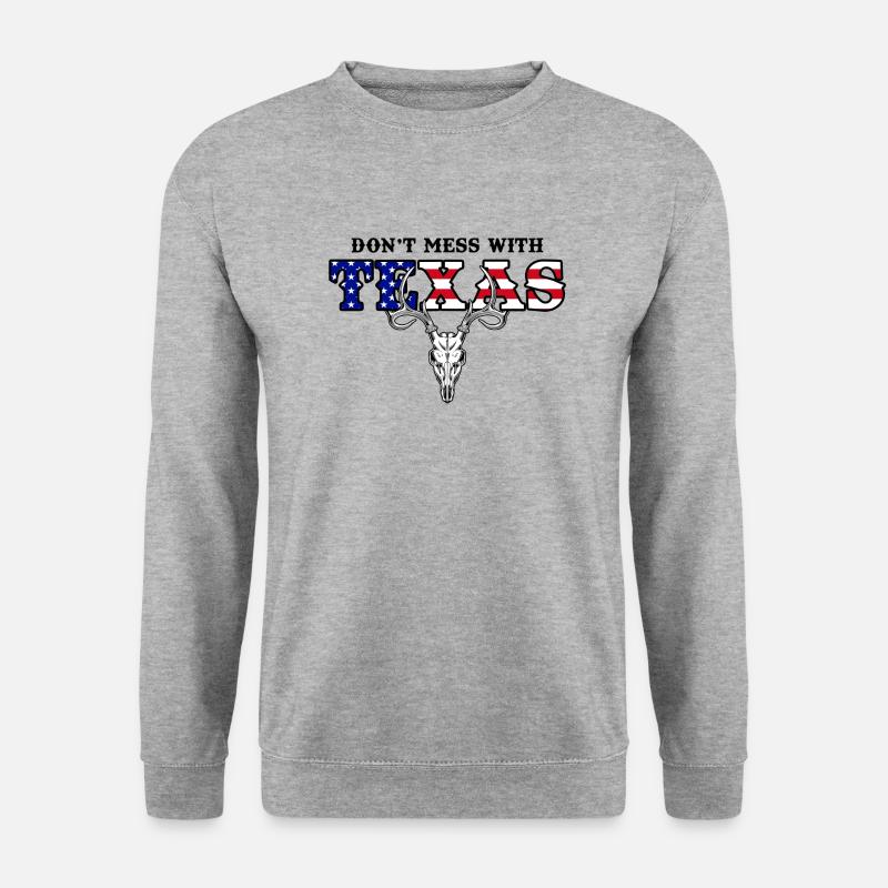 Leg dich nicht mit Texas an - Unisex Pullover - Weißgrau meliert