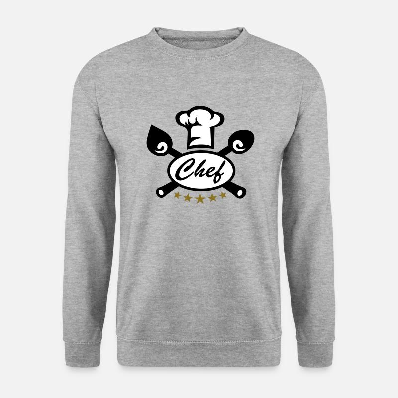 Koch, 5 Sterne, Geschenk Chef, Chefkoch, Kochmütze - Unisex Pullover - Weißgrau meliert