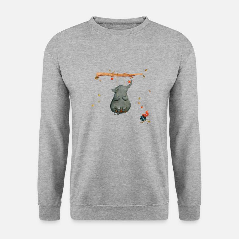 schaukeln mit Eichhörnchen - Unisex Pullover - Weißgrau meliert