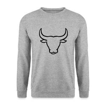 Stier - Unisex Pullover - Weißgrau meliert - Vorne - Alina (178cm) & Michal (187cm)