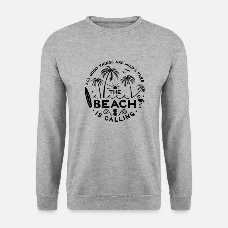 The Beach is Calling s - Unisex Pullover - Weißgrau meliert