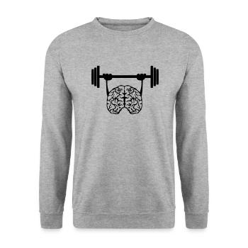 Gehirn Brain Bar Krafttraining - Unisex Pullover - Weißgrau meliert - Vorne - Alina (178cm) & Michal (187cm)