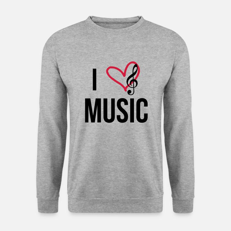 I Love Music - Unisex Pullover - Weißgrau meliert
