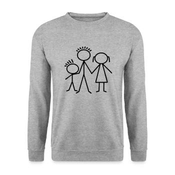 Mutter Vater Kind - Unisex Pullover - Weißgrau meliert - Vorne - Alina (178cm) & Michal (187cm)