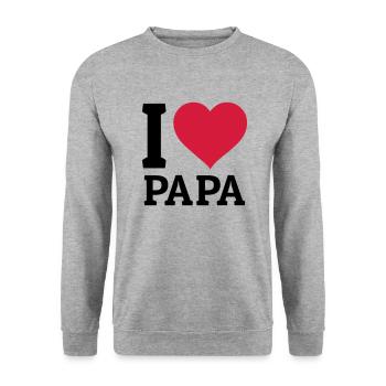 I love Papa - Unisex Pullover - Weißgrau meliert - Vorne - Alina (178cm) & Michal (187cm)