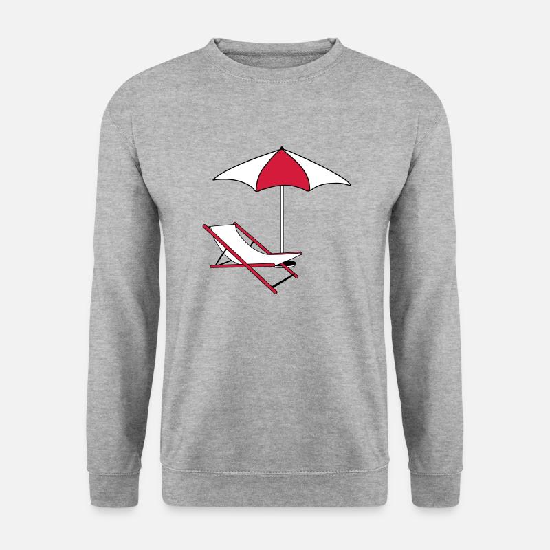 schirm sonnenschirm liegestuhl strandstuhl urlaub - Unisex Pullover - Weißgrau meliert