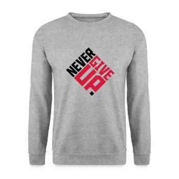 ne jamais abandonner carré rouge cool logo équipe design ni - Sweat-shirt Unisexe - gris chiné - Devant - Alina (178cm) & Michal (187cm)