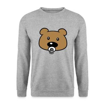 bébé en peluche visage tête sucette suesser petit - Sweat-shirt Unisexe - gris chiné - Devant - Alina (178cm) & Michal (187cm)