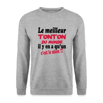 Le meilleur tonton du monde c'est le mien !!! - Unisex Pullover - Weißgrau meliert - Vorne - Alina (178cm) & Michal (187cm)