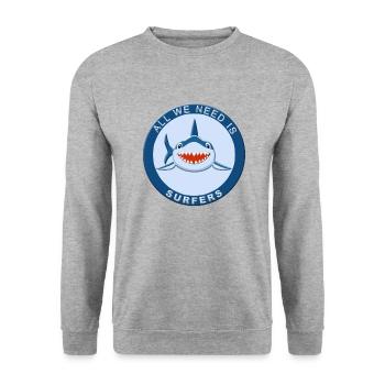 Requin surf - Sweat-shirt Unisexe - gris chiné - Devant - Alina (178cm) & Michal (187cm)