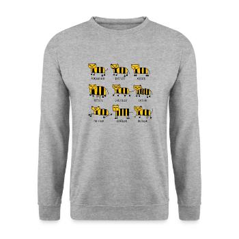 Lustige Tiger - Unisex Pullover - Weißgrau meliert - Vorne - Alina (178cm) & Michal (187cm)