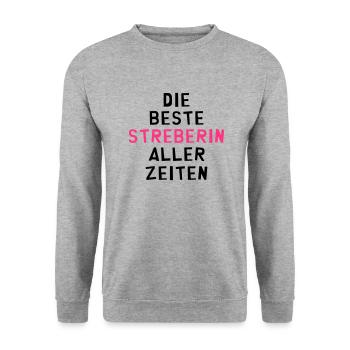 Streber Streberin Schule Kollegen Freund Lehrer - Unisex Pullover - Weißgrau meliert - Vorne - Alina (178cm) & Michal (187cm)