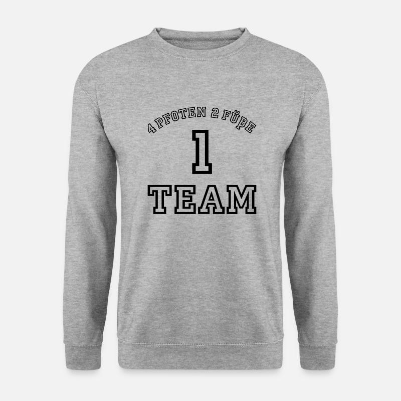 4 Pfoten 2 Füße 1 Team - Unisex Pullover - Weißgrau meliert