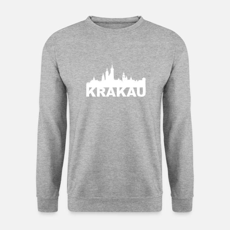 Krakau Krakow Polen Poland Skyline Geschenk - Unisex Pullover - Weißgrau meliert