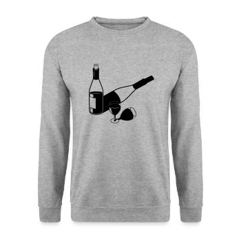 wein weinglas weinflasche desig - Unisex Pullover - Weißgrau meliert - Vorne - Alina (178cm) & Michal (187cm)