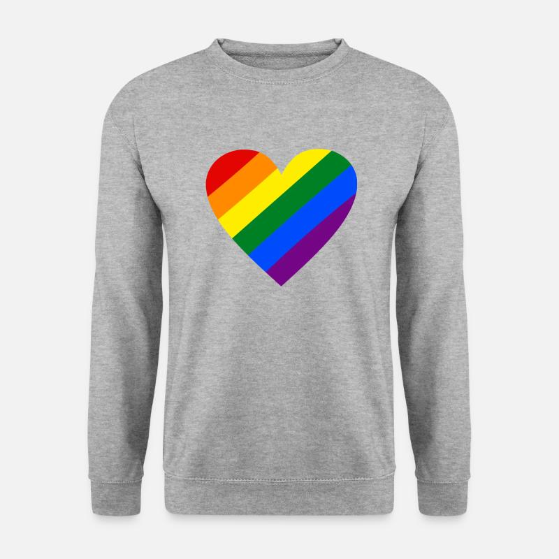 Regenbogen Herz - Unisex Pullover - Weißgrau meliert