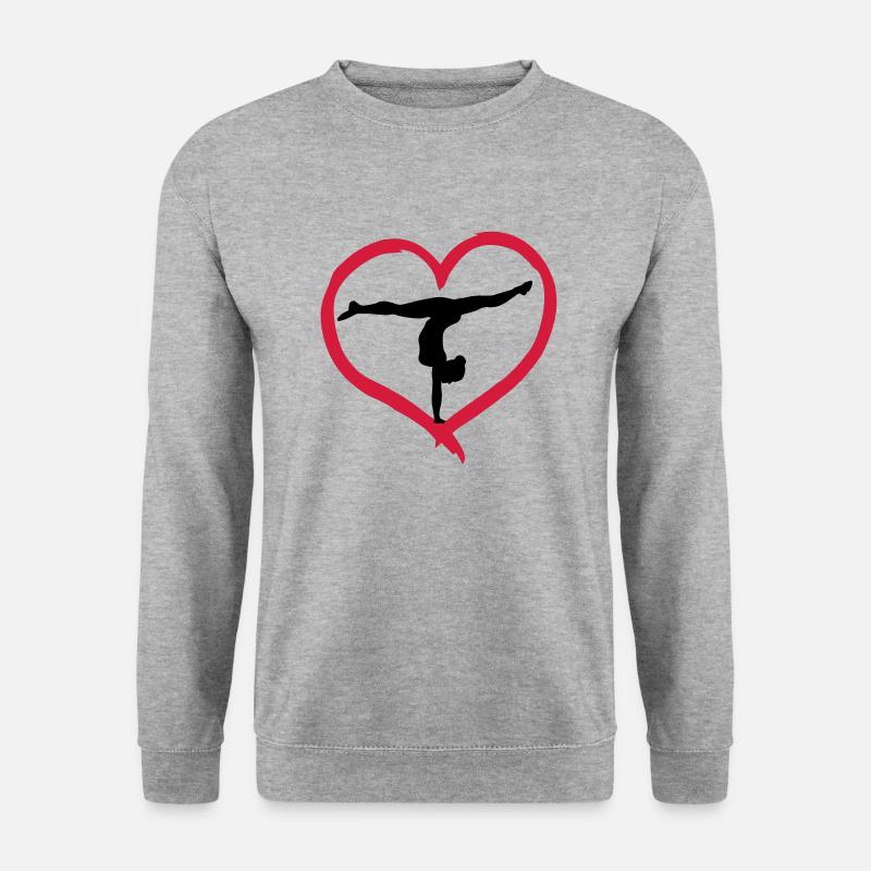 Turnern Herz mit Turnerin - Unisex Pullover - Weißgrau meliert