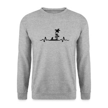 Relax Herzschlag, Urlaub, Palmen - EKG - Unisex Pullover - Weißgrau meliert - Vorne - Alina (178cm) & Michal (187cm)