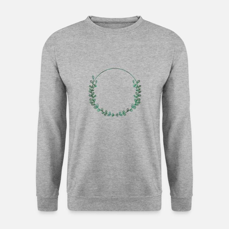 simpel_green_wreath - Unisex Pullover - Weißgrau meliert