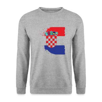 Croatie Croate Hrvatska Croatie Croates Croates Croates - Sweat-shirt Unisexe - gris chiné - Devant - Alina (178cm) & Michal (187cm)