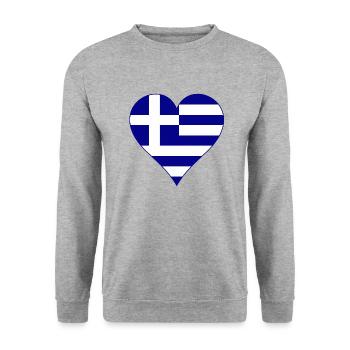 Greece flag as heart - Unisex Sweatshirt - salt & pepper - Front - Alina (178cm) & Michal (187cm)