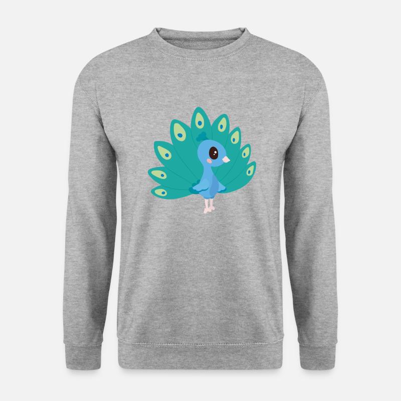 Pfau - Unisex Pullover - Weißgrau meliert