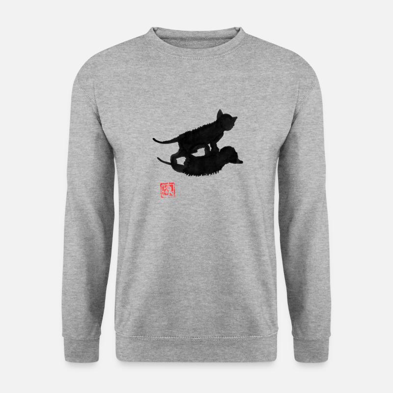 cat shadow - Unisex Pullover - Weißgrau meliert